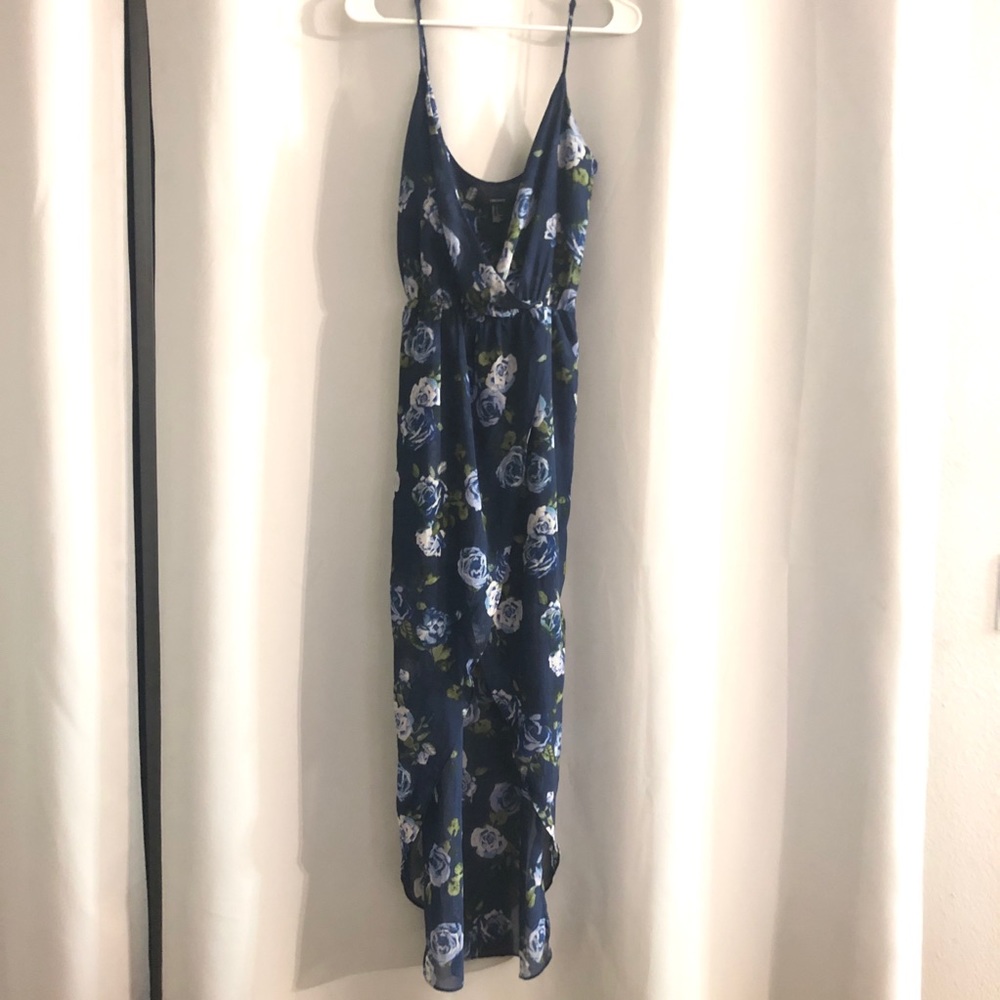 Spaghetti strap floral blue dress